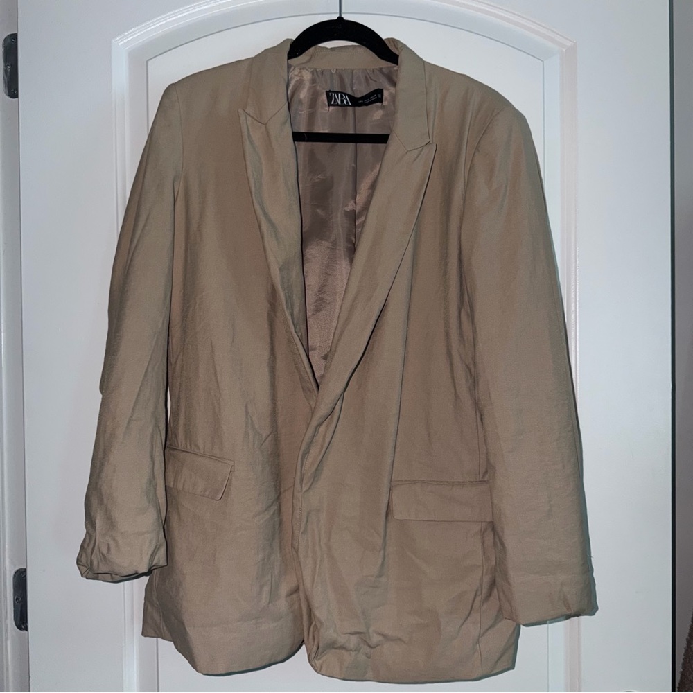 ZARA Neutral Beige Tan Blazer Jacket